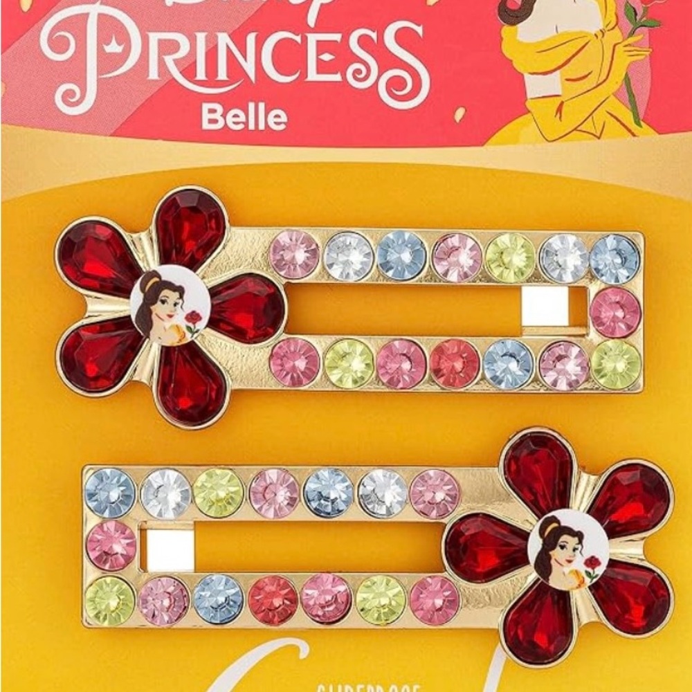 Disney Belle Hair Clips - Red and Gold
